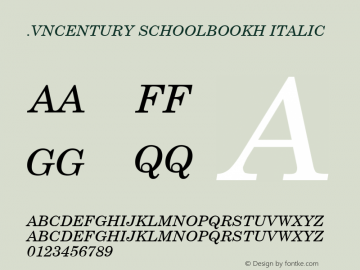 .VnCentury SchoolbookH Italic 1.0 Sat Feb 12 00:32:03 1994 Font Sample