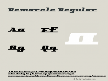 Remarcle Regular Remarcle version 2  4/17/00 Font Sample