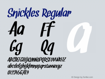 Snickles Regular Version 1.00 June 20, 2009, initial release Font Sample