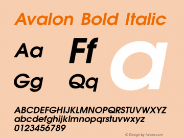 Avalon Bold Italic 1.0 Sat Dec 05 15:24:36 1992 Font Sample