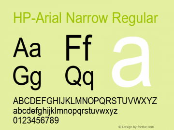 HP-Arial Narrow Regular 2 Font Sample