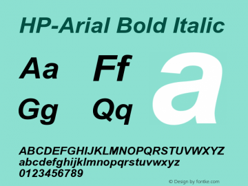 HP-Arial Bold Italic 2 Font Sample