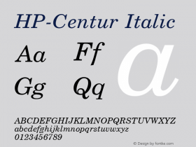 HP-Centur Italic 2 Font Sample