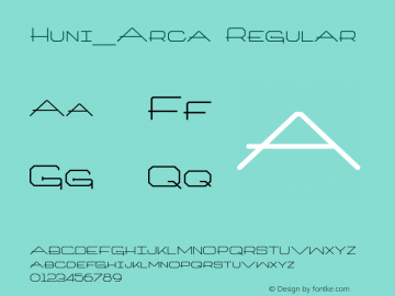 Huni_Arca Regular Copyright (c) 1997 by WoodStone. Font Sample