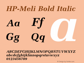 HP-Meli Bold Italic 2 Font Sample