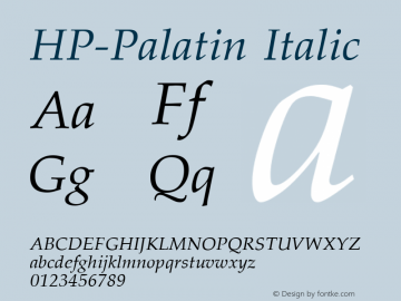HP-Palatin Italic 2 Font Sample