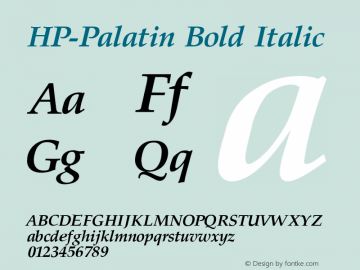 HP-Palatin Bold Italic 2 Font Sample