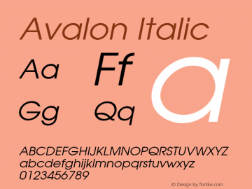 Avalon Italic 001.003 Font Sample