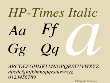 HP-Times Italic 2 Font Sample