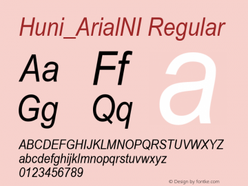 Huni_ArialNI Regular 1.0, Rev. 1.65  1997.06.06图片样张