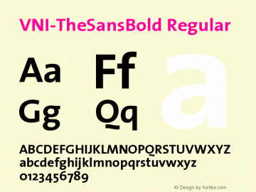 VNI-TheSansBold Regular Version 1.00 Font Sample