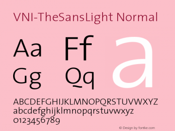 VNI-TheSansLight Normal Version 1.00 Font Sample