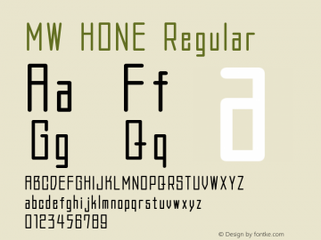 MW HONE Regular 1.00 Font Sample
