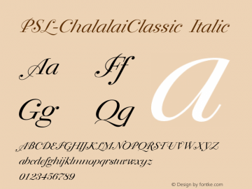 PSL-ChalalaiClassic Italic Version 1.000 2006 initial release图片样张