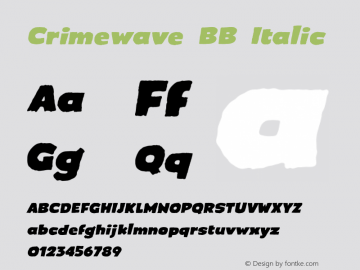 Crimewave BB Italic Version 1.000 Font Sample