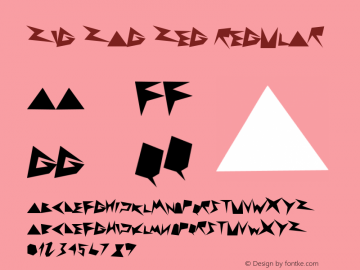 zig zag zeg Regular Version 1.00 June 26, 2009, initial release Font Sample