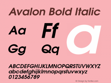 Avalon Bold Italic 001.003 Font Sample