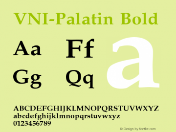 VNI-Palatin Bold 1.0 Tue Nov 30 12:39:57 1993 Font Sample