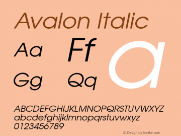 Avalon Italic 001.003 Font Sample