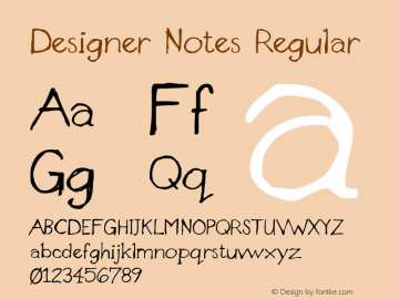 Designer Notes Regular Version 001.000 Font Sample