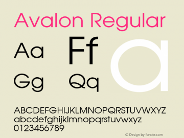 Avalon Regular 001.003 Font Sample