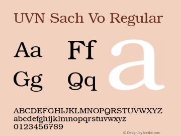 UVN Sach Vo Regular 1.0 July 2001. Bo Chu Tieng Viet图片样张