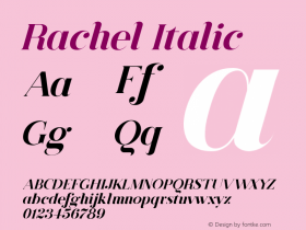 Rachel Italic Version 1.000 Font Sample