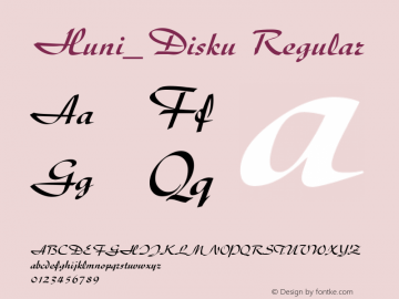 Huni_Disku Regular Copyright (c) 1997 by WoodStone. Font Sample