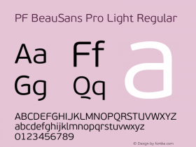PF BeauSans Pro Light Regular Version 3.000 2006 initial release Font Sample