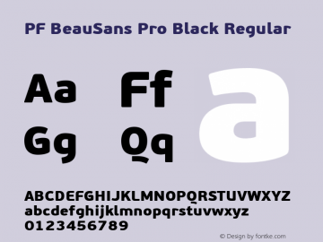 PF BeauSans Pro Black Regular Version 3.000 2006 initial release图片样张