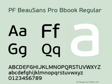 PF BeauSans Pro Bbook Regular Version 3.000 2006 initial release Font Sample