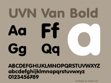 UVN Van Bold 1.0 July 2001. Bo Chu Tieng Viet Font Sample