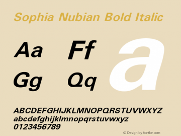 Sophia Nubian Bold Italic Version 1.000 Font Sample