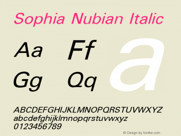 Sophia Nubian Italic Version 1.000 Font Sample