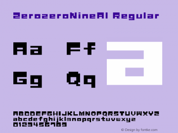 ZerozeroNineAl Regular Macromedia Fontographer 4.1J 08.7.3 Font Sample