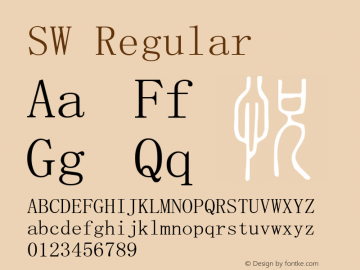SW Regular Version 1.00 Font Sample