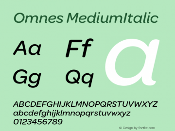 Omnes MediumItalic 001.000 Font Sample