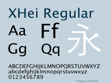 XHei Regular XHei Vision.MacOSX - Version 5.0 Font Sample