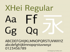 XHei Regular XHei Style.Classical - Version 5.0 Font Sample