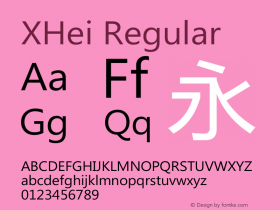 XHei Regular XHei Style.Microsoft - Version 5.0 Font Sample