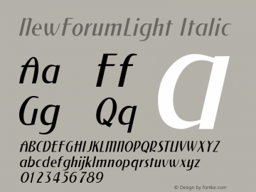 NewForumLight Italic 1.0 Fri Apr 23 16:53:45 1993 Font Sample