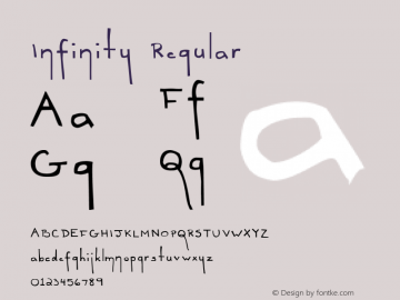 Infinity Regular 2001; 1.0, initial release Font Sample