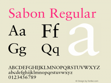 Sabon Regular Version 6.1; 2002 Font Sample