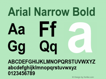 Arial Narrow Bold Version 2.40 Font Sample