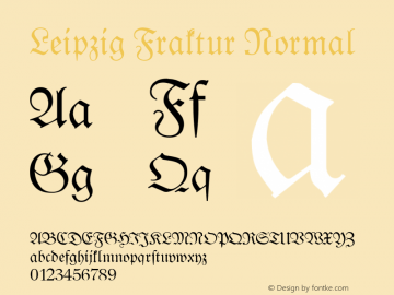 Leipzig Fraktur Normal Version 1.005 2009 Font Sample