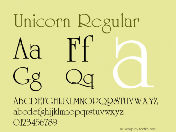 Unicorn Regular 001.003 Font Sample