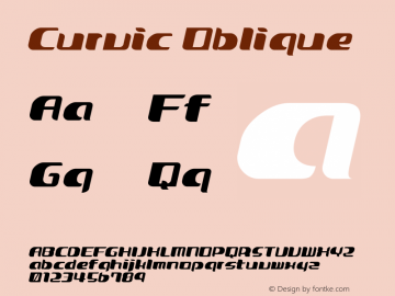 Curvic Oblique Macromedia Fontographer 4.1 Font Sample