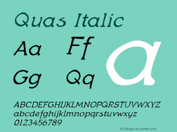 Quas Italic Macromedia Fontographer 4.1.5 3/10/99图片样张