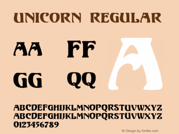 Unicorn Regular 1.67 Font Sample