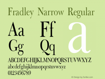 Fradley Narrow Regular Version 1.00 Font Sample
